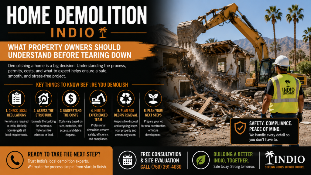 Home Demolition Indio What Property Owners Should Understand Before Tearing Down